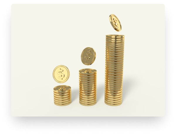Crecimiento de inversiones representado con monedas
